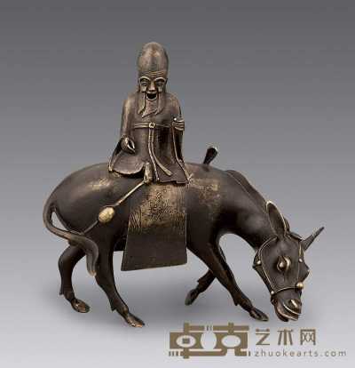 清 铜寿星骑驴摆件 21×20.5cm